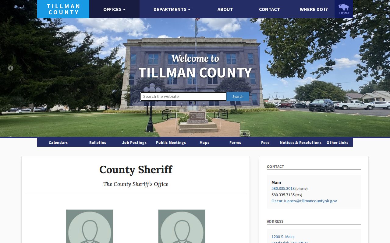 Tillman County booking-record and sheriff contact source