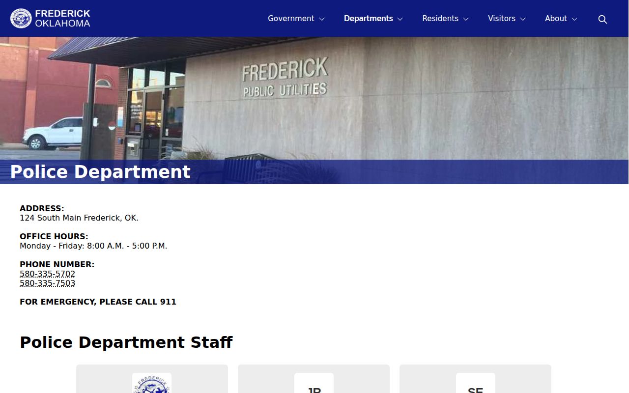 Tillman County Frederick Police arrest-record contact source